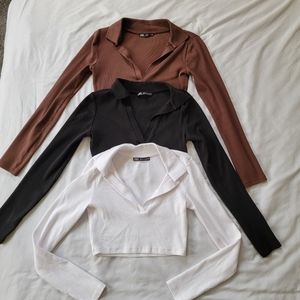 Zara crop top collared shirts